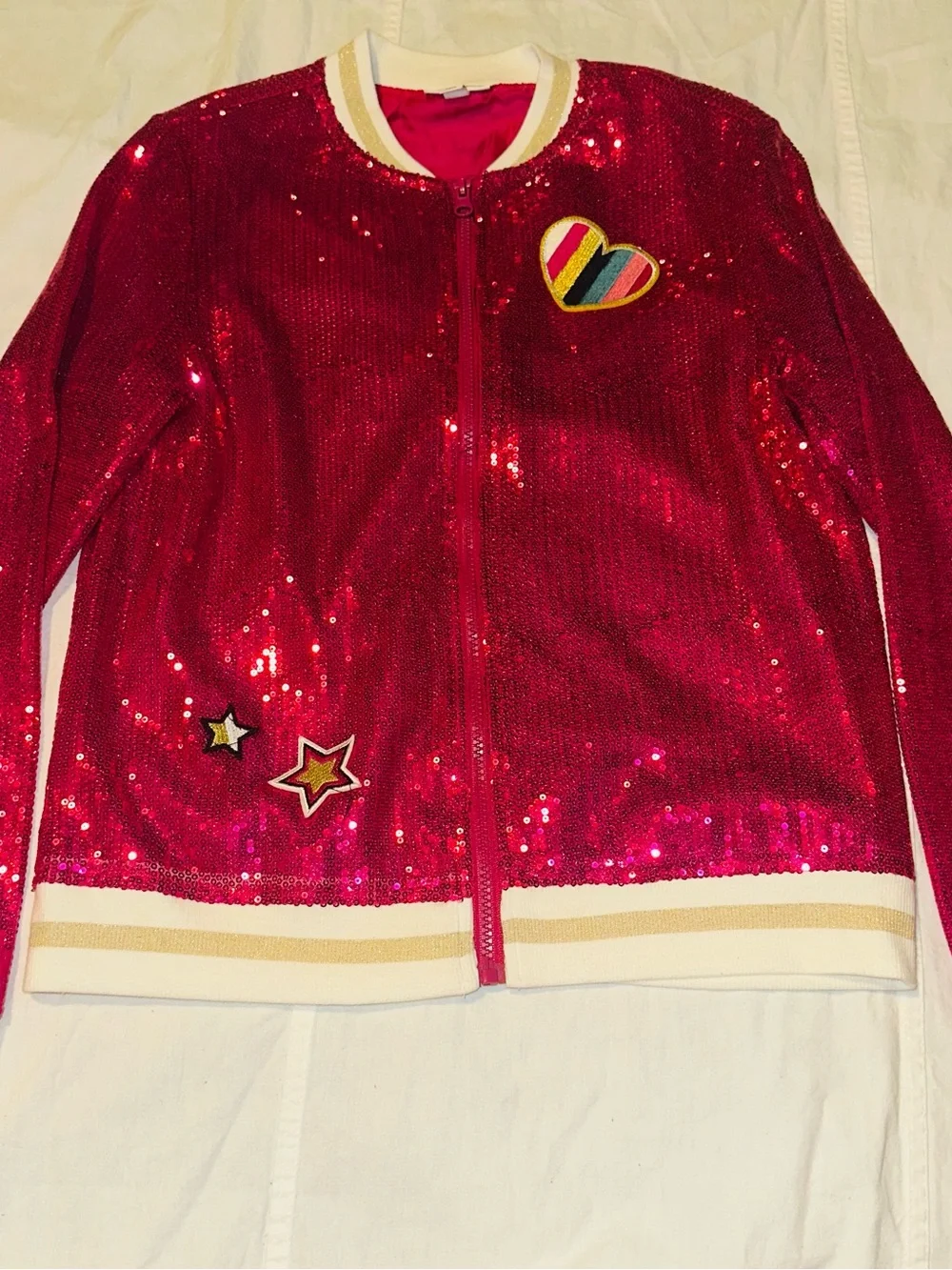 Colorful Planet Girls 14/16 Hot Pink Sequin Bomber Jacket